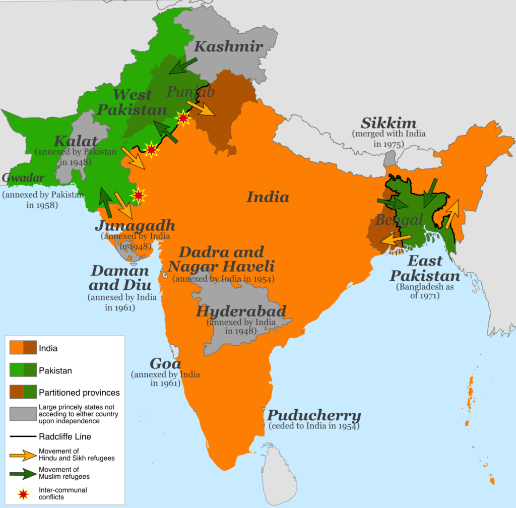 1200px Partition of India 1947 en.svg 5 » पार्टीशन (विभाजन)1947 की वास्तविकता || Partition 1947 || Why it happened ? || India and Pakistan